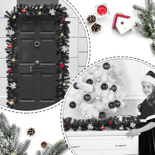 13.2 ft Canadian Pine Artificial Christmas Garland with LED Light, Black - Image 3