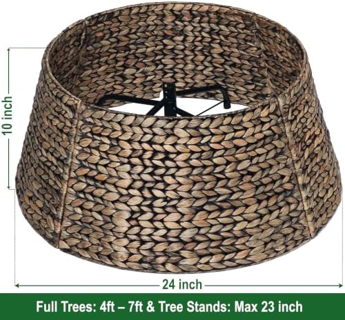 CENBOSS Rattan Christmas Tree Collar, Black Wash, 24 inch - Image 2