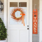 18“ Pumpkin and Berry Fall Wreath with 30 LEDs & Orange Ribbon Bow - Image 3