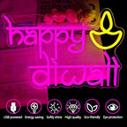 Happy Diwali Neon Sign for wall decor Festival Of Light Led Sign Happy Diwali Decorations Dimmable Diya Deepawali Neon Light Up Sign for Home Bar Decor Party Wall Room Bedroom Door Window - Image 6