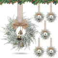 Civaner 6 Pcs 10" Mini Christmas Cabinet Wreaths with Bells and Ribbon by Civaner