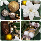 Christmas Wreaths for Front Door with Lights 24 Inch Prelit Christmas Wreath, Christmas Door Wreath with White Flowers, Gold Ornaments, Pine Cones, Greenery & Berries Indoor Outdoor - Image 3