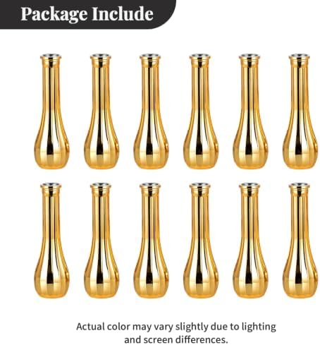 NUPTIO Gold Bud Vases for Centerpiece: 12 Pcs Small Flower Vase for Table - Vintage Skinny Ribbed Vase in Bulk for Wedding Party Home Decor - Image 7