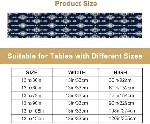 Boho Aztec Table Runner, Farmhouse Style Pattern Printed Table Runners, Linen Table Runner for Birthday Party Home Kitchen & Dining Indoor Table Decor 13x120in - Image 4