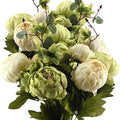 FiveSeasonStuff Cream Beige & Moss Green Artificial Peony Bouquet Set of 2 by FiveSeasonStuff