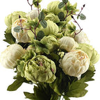 FiveSeasonStuff Cream Beige & Moss Green Artificial Peony Bouquet Set of 2 by FiveSeasonStuff