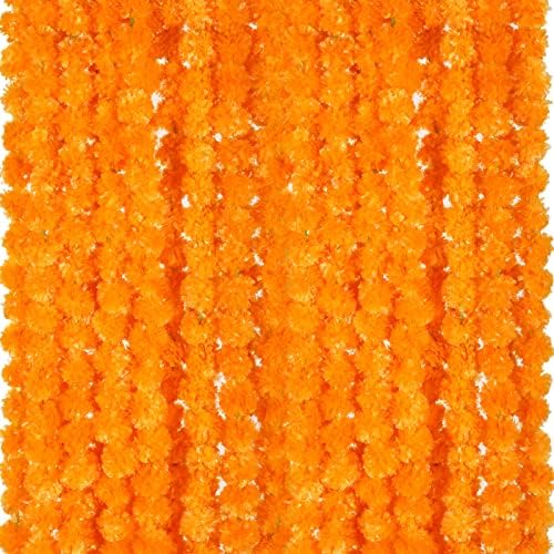 Giegxin 15 Pack 5ft Marigold Garland for Decor, Light Orange by Giegxin