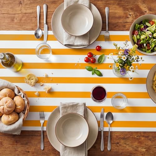 AmazingSpark Striped Table Runner Roll,Orange,50' Long X 16" Wide - Image 4