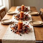 4 Pcs Mini Fall Candle Ring Wreaths Autumn Acorns Berries Mixed Oak Leaves Artificial Pillar Candle Holder Wreath for Farmhouse Thanksgiving Harvest Porch Front Door Cabinets Table Decoration - Image 5