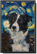 Metal Sign Vintage Tin Sign Border Collie Starry Night Collie Intelligent Collie in Night for Home Farm and Seasonal Displays Waterproof Aluminum 8×12 Inches with Metal Frame by YmyooForTinSign