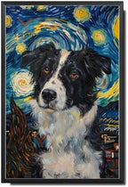 Metal Sign Vintage Tin Sign Border Collie Starry Night Collie Intelligent Collie in Night for Home Farm and Seasonal Displays Waterproof Aluminum 8×12 Inches with Metal Frame by YmyooForTinSign
