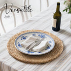 13" Round Placemats Set of 12, Rattan Place Mats for Dining Table Decor, Rustic Woven Wicker Chargers for Dinner Plates, Outdoor Patio, Farmhouse Wedding, Boho Water Hyacinth Braided Placemat - Image 7
