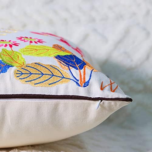 Set of 2 Embroidered Decorative Throw Pillow Covers Couch Square Pillowcases Cushion for Bedroom Sofa Farmhouse Decor 18x18 Inch (Dragonfly) - Image 4