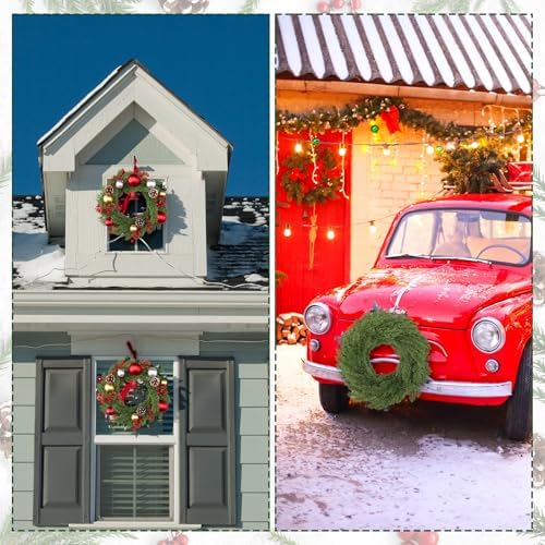 Zeyune 4 Pcs 14" Christmas DIY Green Wreath Artificial Wreath Cypress Style - Image 4