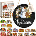16Pcs Interchangeable Seasonal Welcome Door Sign,12 Inch Wood Wreath Decor by Unknown