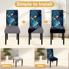 Blue Marble Chair Covers Set of 6,Stretchable Kitchen Dining Room Chair Covers Decorations Removable Washable Dining Chair Slipcovers Chair Protectors for Dining Room & Kitchen - Image 4