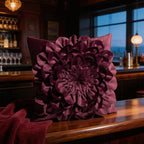 OiseauVoler Decorative 3D Flower Throw Pillow Covers 18x18 Inch Wine Red - Image 3