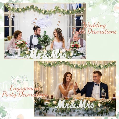 Canlierr 2 Pcs Large Mr & Mrs Sign with Artificial Flower Garland,Champagne - Image 5
