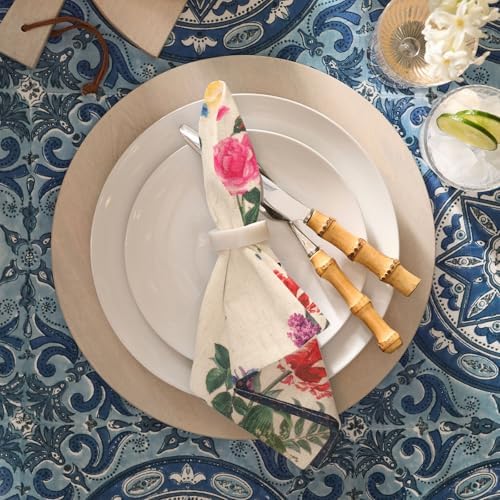 Watercolor Flower Cloth Napkins Set of 12, Spring Rose Butterfly Decorative Napkins Natural Linen Cotton Reusable Dinner Napkins for Bridal Wedding, Baby Shower, Spring Party and Everyday Use - Image 2