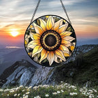 Retro Sunflower Stained Glass Window Hanging Suncatcher Gifts for Mom 12" - Image 4