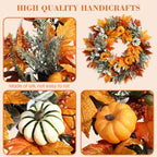 24 Inch Large Fall Pumpkin Wreath for Front Door - Image 3