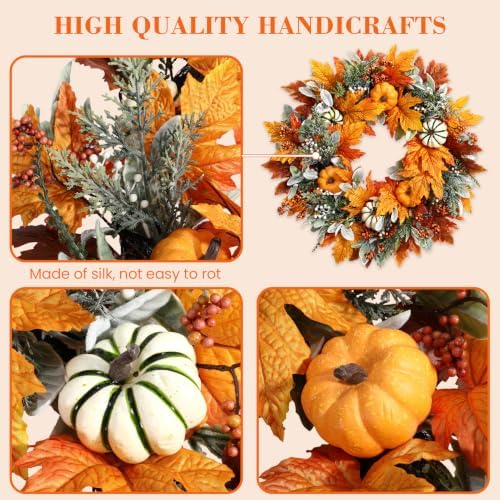 24 Inch Large Fall Pumpkin Wreath for Front Door - Image 3