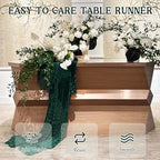 12 Pack 120 Inch Dark Green Cheesecloth Table Runner Boho Rustic Gauze Sheer Romantic 10 FT Long Cheese Cloth Table Runner for Bridal Baby Shower Wedding Party Birthday Holiday Home Easter Decor - Image 7
