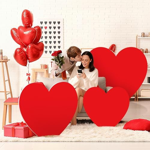Large Valentine's Day Cardboard Stand Up Set of 3 Sizes 22 inch 31 inch 36 inch with Foothold Photo Props Decoration Valentines Day Conversation Heart Backdrop Stand for Yard Outdoor Indoor - Image 4