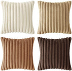 MIULEE Faux Fur Plush Decorative Throw Pillow Covers 20x20, Brown - Image 7