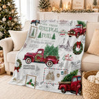 Christmas Truck Throw Blanket, Red Pickup Flannel, 80 x 60 - Image 3