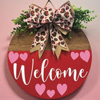 Wood front door sign Wood sign Home decor Welcome sign Sign for front door House warming gift Wedding gift (Welcome Hearts(DS071(A60) S005), 18" Width) - Image 5