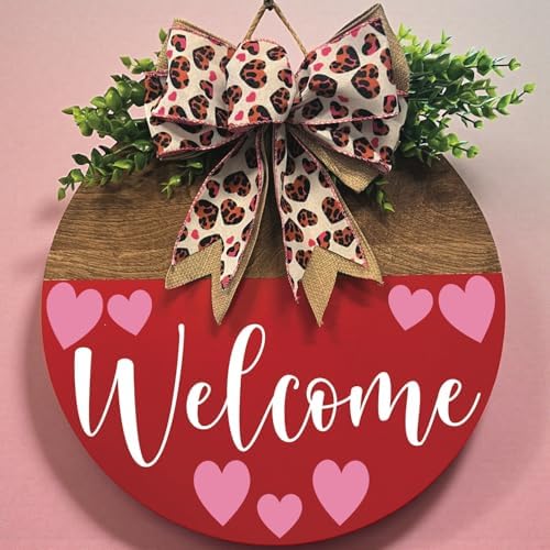 Wood front door sign Wood sign Home decor Welcome sign Sign for front door House warming gift Wedding gift (Welcome Hearts(DS071(A60) S005), 18" Width) - Image 5