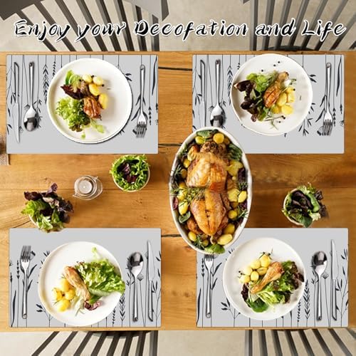 Flower Placemats Set of 4 - Spring Floral Faux Leather Heat Resistant Placemats for Dinner Table, Non-Slip Waterproof Oil-Proof Washable Reusable Placemat for Indoor Outdoor Kitchen, 15.75In*11.81In - Image 6