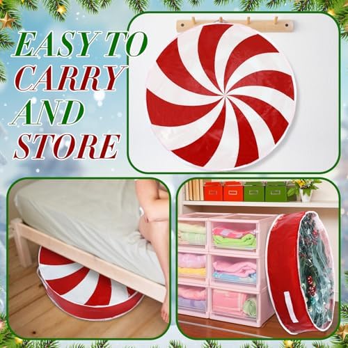 4 Pcs 36 Inch Christmas Wreath Storage Bags, Cute Lollipop - Image 7