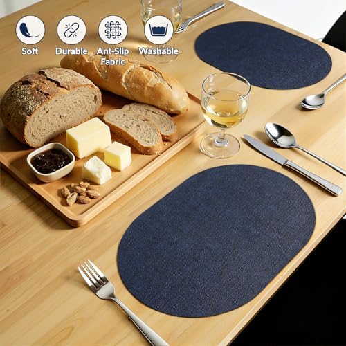 homing Heat Resistant Oval Placemats Set of 8, Navy - Image 6