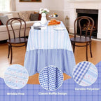 Easter Tablecloth Blue Rabbit Ruffle Table Cloth - 90 x 132 Inch Waterproof Tablecloths Rectangle Washable Polyester Bunny Flowers Table Cover for Birthday Wedding Dinner Picnic Party Decoration - Image 5