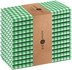 Native Fab Green Gingham Easter Cloth Napkins Set of 12-100% Cotton Mini Checkered (16"x16") Spring Dinner Napkins - Soft, Absorbent Table Decor - Washable Reusable Bulk Fabric Napkins, Grass Green by NativeFab