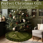 Velvet Christmas Tree Skirt, 60 Inches, Bow Style, Olive Green - Image 2