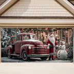 Classic Truck Banner 16x7 Ft - Old Fashioned Holiday Design for Double Car Garage Display by THISFIND