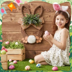 Norme 18 Inch Easter Bunny Wreath Spring Artificial Flower Rabbit Rattan Wreath with Rabbit Tail Feet Green Twig and Berries Linen Bow Knot for Farmhouse Front Door Farmhouse Wall Home Window Decor - Image 5
