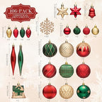 JORNOY 106Pcs Christmas Ornaments Set, Shatterproof Assorted Hanging Baubles Decorations Bulk for Christmas Tree Decorations Home Holiday Party Decor, Red & Green & Gold - Image 4