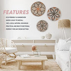 Clinton Calicep & Nicolea Woven Wall Basket Decor Set of 3 - Modern Boho Rustic Wicker Hanging Wall Baskets - Natural Decorative Storage for Bedroom, Kitchen, Living Room & Dining Room - Image 7