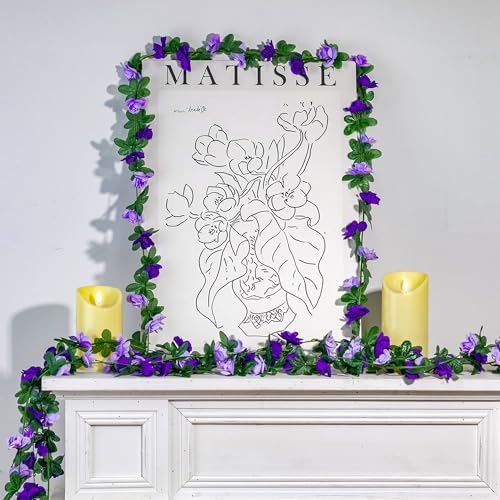 BSMYBO Artificial Purple Rose Flower Garlands 10 PCS 82 FT for Backdrop - Image 4