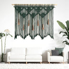 Youngeast Large Macrame Wall Hanging Boho Woven Tapestry Bohemian Macrame Wall Decor Handmade Tassel Tapestry Home Decoration for Bedroom Living Room 39"X31" (Wood Dowels Not Included) (Dark Green) - Image 4