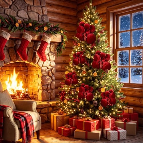 4 Set Large Burgundy Velvet Christmas Ball Clusters Christmas Ball Ornament - Image 4