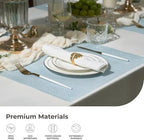 Leetaltree Woven Vinyl Placemats Set of 24, Mist Blue Sequin - Image 5