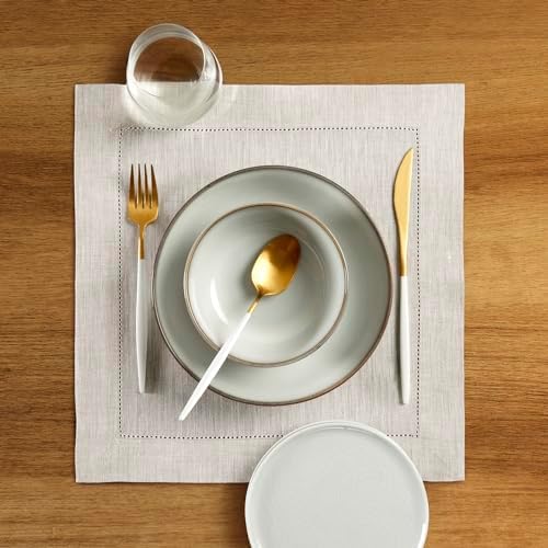 Solino Home 100% Pure Linen Placemats Light Natural, 14 x 14 in, Set of 4 - Image 2