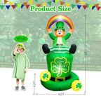 7.1FT St. Patricks Day Inflatables Leprechaun Holding Rainbow Sitting On the Shamrock Hat Decoration, St Patrick Blow up Yard Decoration Leprechaun Inflatable Built-in 6 LED for Irish Decor - Image 2