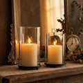 Set of 2 Black Hurricane Candle Holders with Glass Sleeves by saiguomi