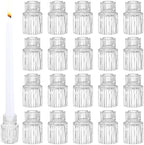 48 PCS Glass Taper Candle Holders Bulk Crystal Candlestick Holders Clear Ribbed Tapered Candle Stick Holder Decor Set for Table Centerpiece Wedding Party Advent Christmas Home Decoration (48, Clear) by Unknown